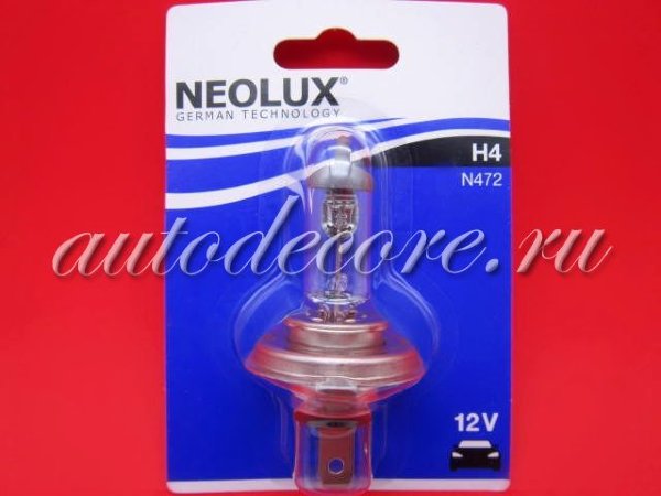 NEOLUX Лампа H4 12V 60/55W P43t Standart блистер 1шт.