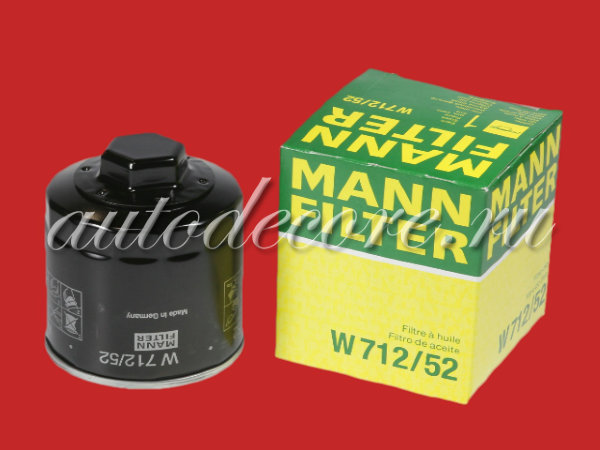 MANN W712/52 Фильтр масляный (SM 836, VAG 04E115561H, MANN W712/95) (с гайкой)